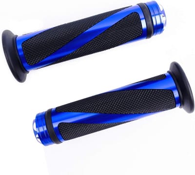 Stuurgrepen 22 mm Antislip Rubber-Aluminium 13,2 cm voor Motorfiets Scooter Quad Cruiser Offroad - Blauw