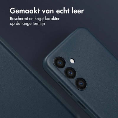 Accezz Hoesje - Geschikt voor Samsung Galaxy S24 - Magnetische Ring Leather Backcover - Nightfall Blue