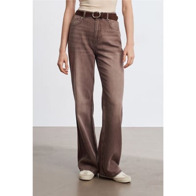 Hoog-Waisted Wijde Jeans van Katoen