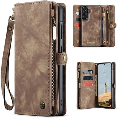 Solidenz Hoesje - Geschikt voor Samsung Galaxy A37 - Portemonnee Hoesje met Pasjeshouder - Urban Wallet - Bruin