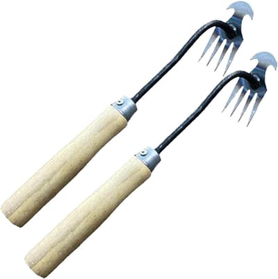 Hand Weeder Tool - Grass Removal Tool - Tuin Onderhouden - 4 Scherpe Tanden - 29 cm - Silver