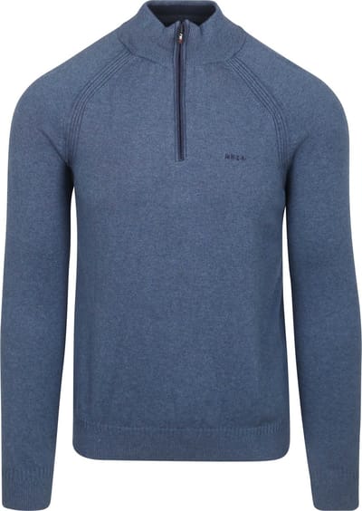 NZA - Blauwe katoenen half zip trui