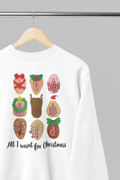 Foute kersttrui - All i want for christmas poesie - Wurban Wear | 18+ | Grappige sweater | Leuk cadeau | Unisex sweater | Oversized sweater | Kersttrui heren | Foute kerstkleding | Kerst sweater | Kersttrui dames | Foute kersttruiendag 2025 | Wit