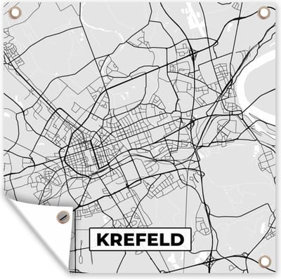 Tuin poster Plattegrond - Duitsland - Krefeld - Kaart - Stadskaart - 200x200 cm - Tuindoek