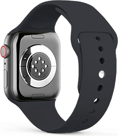 Stravo Siliconen Sportbandje – Zacht & Waterproof Horlogeband – Geschikt voor Apple Watch 49mm (Ultra 1/2/3), 46mm (Series 10/11), 45mm (Series 7/8/9), 44mm (Series 4/5/6, SE 1/2/3) – maat S/M – Zwart