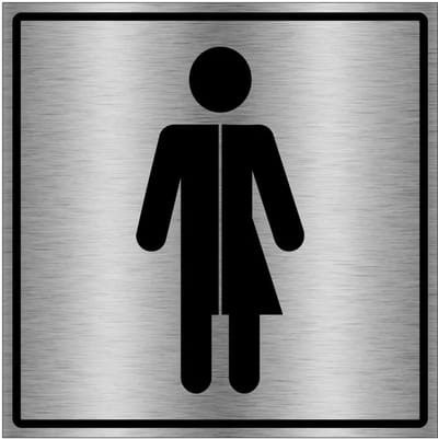 Genderneutraal toilet bordje - gecoat brushed aluminium | 10 x 10 cm