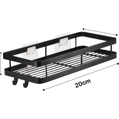 20/30/40cm Douchemandje, Roestvrij Zelfklevend Douche-opbergrek Zonder Boren Planken voor Badkameropslag Woondecoratie black
