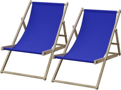 Ligstoelen Set - Strandstoel Loungestoel - Buiten Ontspannen - 3 Ligstanden - 2 stuks - Donkerblauw