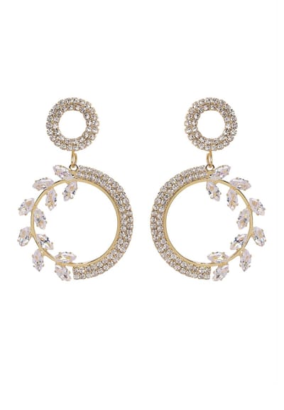 AVANT-GARDE PARIS Elegant Drop Earrings - Goud met bloemenaccenten - 1 stuk - 3.1cm X 4.8cm met gouden plating