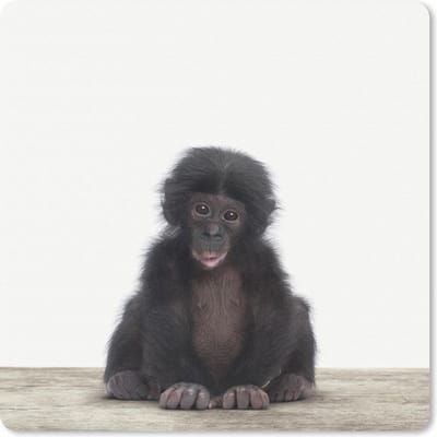 Muismat 20x20 cm - Mousepad Dieren - Chimpansee - Baby - Muismatten