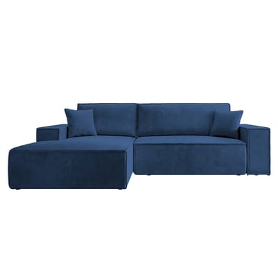 Selsey - Farese - Hoekbank met slaapfunctie - met beddengoedcontainer - L-vormig - Corduroy - Linkerkant - Marineblauw