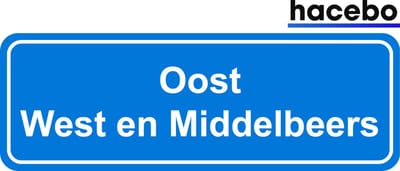 Hacebo - Plaatsnaam Sticker - 29x10 CM - Oost West en Middelbeers sticker - Verkeersborden sticker - grappige cadeaus - Oost West en Middelbeers