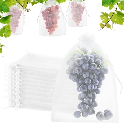 100 beschermzakjes voor fruitbomen - Witte netzakjes met trekkoord - Herbruikbare beschermzakjes voor de tuin - Geschikt voor fruitbomen, bloemen en groenten - Ook geschikt als bedankzakjes voor bruiloften - 17*23 cm
