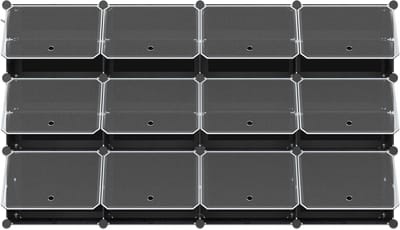 DIY vloer staande schoenenrek organisator, plastic multifunctionele opslag (4 kolommen x 6 lagen, wit)