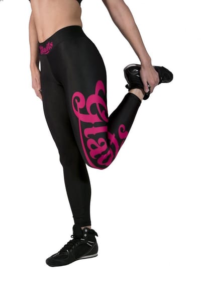 Gladts - Legging - Met topje - Dames - Zwart/Roze - 2-delig - Maat S - Legging dames - Legging meisje - Legging dames volwassenen - Leggings - Legging sport dames