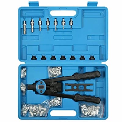 Klinknagel Kit - Klinkgereedschap Set - Metaal Bewerken - Ergonomische Handgreep - 110 Delig - Zwart