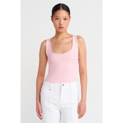 Mouwloze Blouse met Vierkante Halslijn in Slank Model