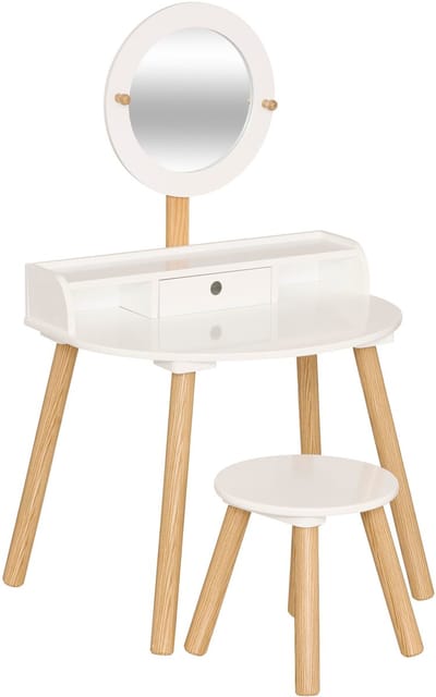 Atmosphera Kids Kaptafel met spiegel en Krukje - 61x42xH89cm - Wit