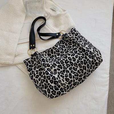 Sacs fourre-tout en toile pour femmes, fourre-tout de Shopping et de voyage, sacs à main populaires de grande capacité, sacs à bandoulière léopard, nouvelle collection 36x10x27cm noir