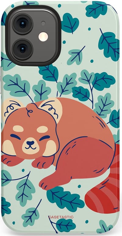 Casetastic Hoesje Geschikt voor Apple iPhone 12 Mini - Stijlvolle Beschermende Duo-layer Case - Rode panda avonturen
