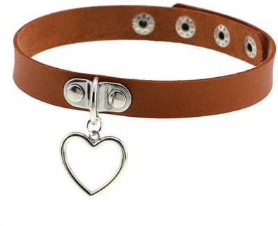 Sleutelbeenketting - Halsomtrek 32 cm~38 cm - Choker met hartvormige hanger - Halsband voor dames - Gotische leren choker - Punkstijl ketting - Choker - Halsband - Halsketting - Metalen choker - Kettingchoker - Bikerchoker - Halsring
