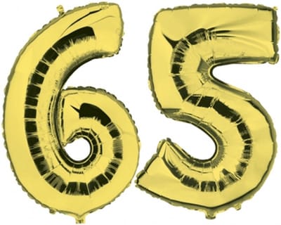 65 jaar verjaardag - Folie ballon cijfers - goud - 88 cm - versiering - feestarteikelen