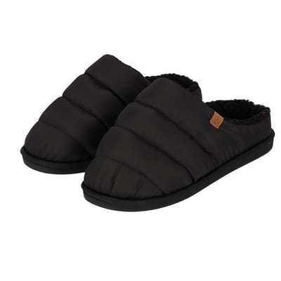 Apollo - Instap Pantoffels Heren - Gewatteerd - Zwart - Maat 41/42 - Pantoffels heren - Pantoffels heren maat 42
