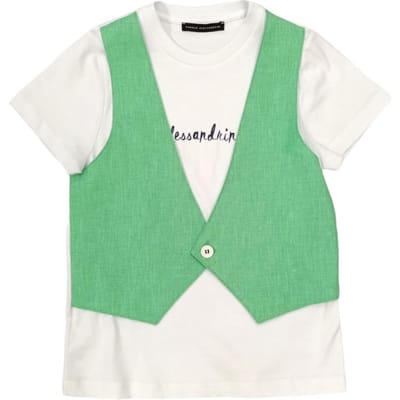 Daniele Alessandrini - Wit T-shirt met Groen Vest 1296M00073