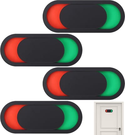 Allecto Plus - Bezette bordjes met schuifregelaar voor thuis of kantoor - Set van 4 - Deurbordje voor toilet, badkamer, hotel en vergaderruimte - Zwart - DIY