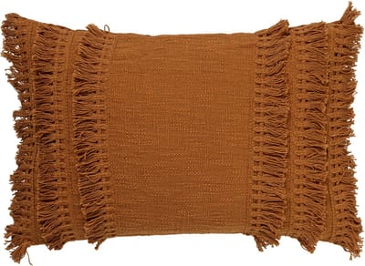 Dutch Decor FARA - Kussenhoes 40x60 cm - 100% katoen - met franjes - Tobacco Brown - bruin - met rits - zonder binnenkussen