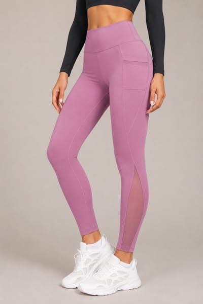 SparkNine Meshtone Sportlegging - S - roze - mesh details & handige zakken - sportbroek - ademend & stijlvol - elastisch - squatproof