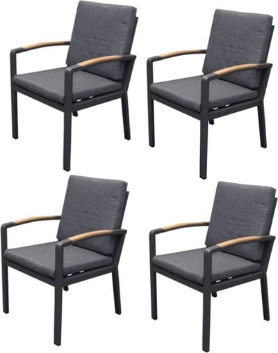 Costa Rica dining tuinstoel aluminium antraciet set van 4