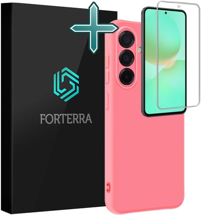 Hoesje Met Screenprotector - Geschikt voor Samsung Galaxy A36 - Sterk & Shockproof - Telefoon Hoes - Back Cover - Siliconen Case - Lichtroze