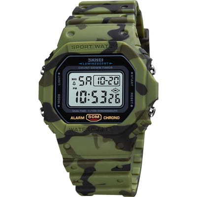 Heren Digitaal Sporthorloge SKMEI Klassiek Waterdicht Sporthorloge met Alarm Stopwatch Countdown LED legergroene kleur