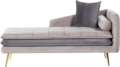 BELIANI GONESSE - Chaise longue - Taupe - Rechtszijdig - Fluweel
