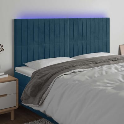 vidaXL - Hoofdbord - LED - 180x5x118/128 - cm - fluweel - donkerblauw