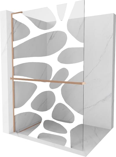 Mexen Kioto+ L douchescherm met plank Walk-in 70 x 200 , witte golf, geborsteld koper - 800-070-123-65-97