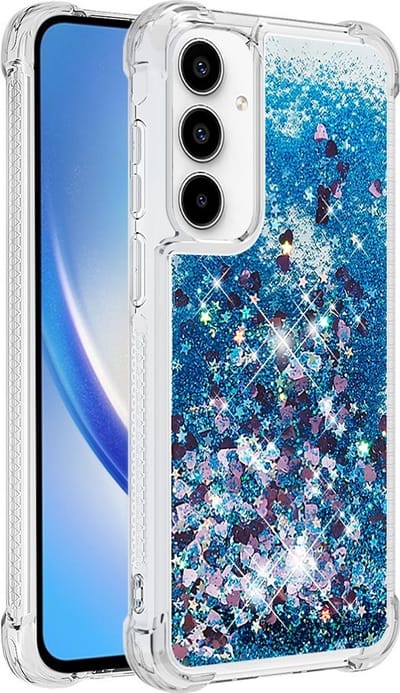 Coverup Hoesje - Geschikt voor Samsung Galaxy A35 Hoesje - Coverup Liquid Glitter Back Cover - Blauw