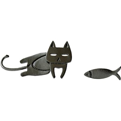 1 paire asymétrique chat poisson boucles d'oreilles pour femmes cadeau mode boucles d'oreilles bijoux cadeau noir