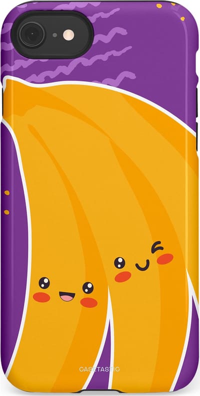 Casetastic hoesje geschikt voor Apple iPhone SE / Apple iPhone 7 / Apple iPhone 8 - Dubbellaagse bescherming - Blije Banaan - Fashion Case - Lavendel Geel