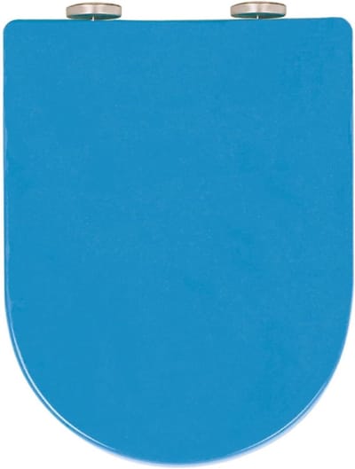 Toilet Seat with Soft Close U/D Shape, Plastic Toilet Seat with Adjustable Hinges and Non-Slip Bumpers, Toilet Lid Replacement (Blue)