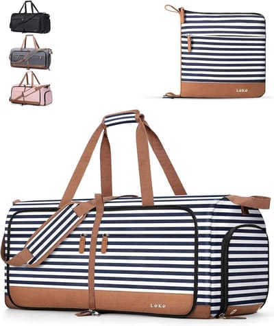 Opvouwbare reistas voor dames - sporttas weekendtas - blauw gestreept - 120L