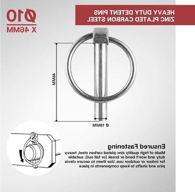 Ring pinnen - Veiligheidsspelden trekpennen - Landbouw en voertuigen - Gegalvaniseerd staal zinkafwerking - 10 x 46 mm - Zilver