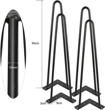 Tafelpoten Set - Industriële Poten - Meubels Maken - Inclusief Beschermers - 50 cm Hoog - Zwart