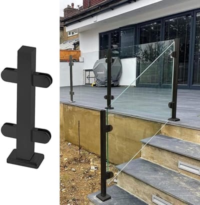 Leuningpaal Vierkant - Balustrade Paal - Balkon Afschermen - Robuust Roestvrij Staal - 90 cm Hoogte - Grijs