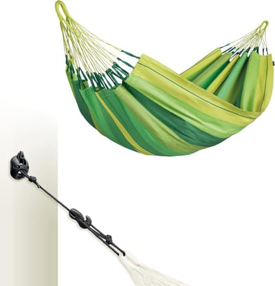 LA SIESTA® Modesta Eenvoudige hangmat van biologisch katoen & wand- en platformbevestiging - Hangmat voor buiten binnen met riem - Draagbare hangmat van katoen, eenpersoons hangmat voor tuin, balkon,