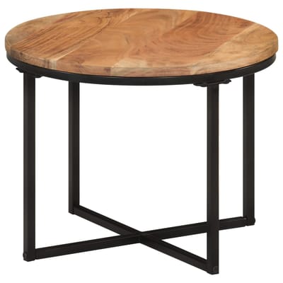 vidaXL - Salontafel - 45x45x35 - cm - massief - acaciahout - en - ijzer