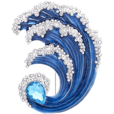 Wuli&baby Blauwe Oceaan Golf Broche Kwaliteit Emaille Kristal Dames Broche Spelden Individuele Sieraden Accessoire gray