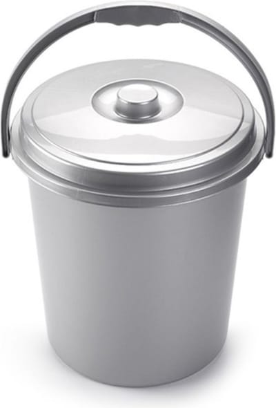 Plasticforte afsluitbare afvalemmer met deksel - zilver - 21 liter - kunststof - luier emmer - afval - D37 x H40 cm