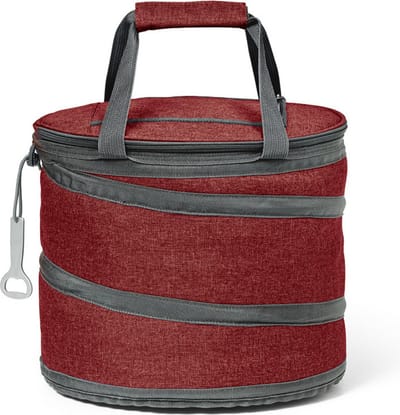 Koeltas - rood - opvouwbaar - 30 x 26 cm - 15 liter - met rits en flesopener - polyester - Koeltassen